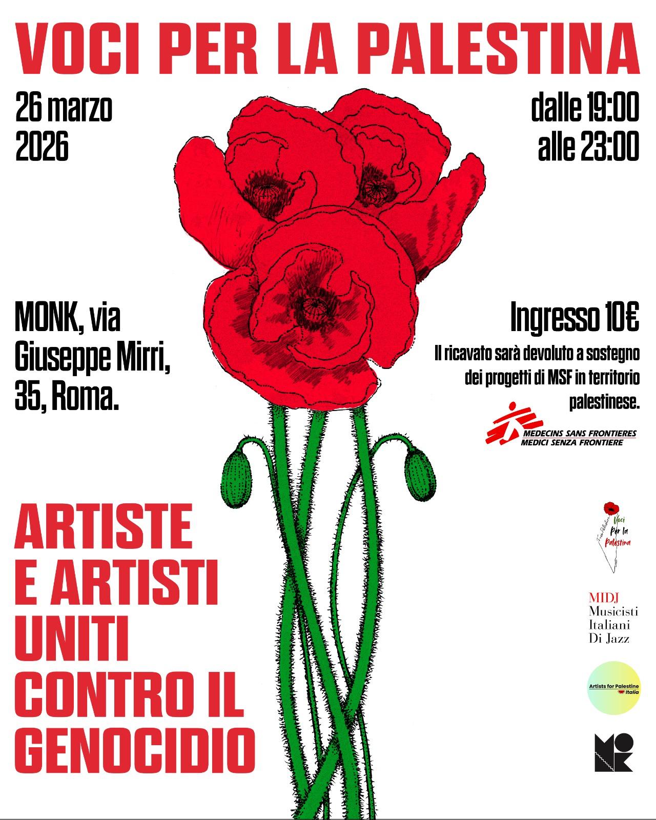 Voci per la Palestina. Monk - Roma - locandina